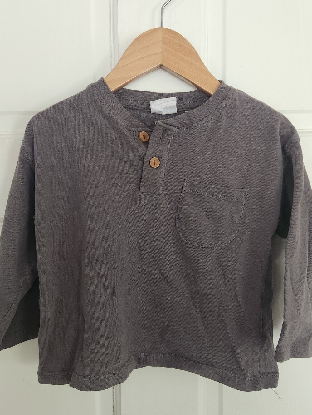 Zara Kids Long Sleeve Henley Shirt - Gray